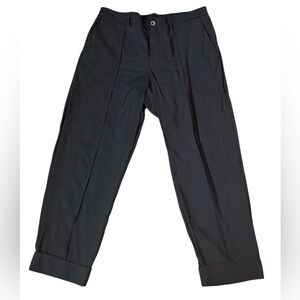 A New Day Black Cropped Trousers with Pleats and and Cuffs